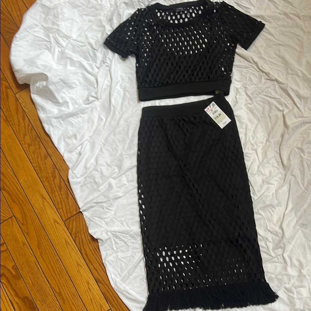 Reserved Black and White Midi Pencil Skirt Set